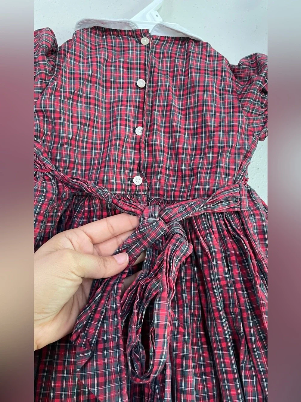 Ralph Lauren Girls Smocked Plaid Holiday Dress Red Size 3T Christmas